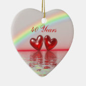 40e Jubileum Ruby Hearts Keramisch Ornament (Rechts)