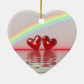 40e Jubileum Ruby Hearts Keramisch Ornament (Achterkant)