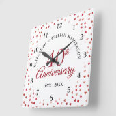 40e Jubileum Ruby Hearts Vierkante Klok (Hoek)