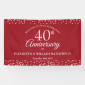 40e Jubileum Ruby Love Hearts Confetti Welkom Spandoek (Horizontaal)