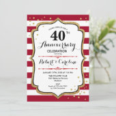 40e Jubileum - Ruby Red Gold White Kaart (Staand voorkant)