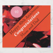 40e Jubileum Ruby Sparkling Wijnetiket (Enkel label)