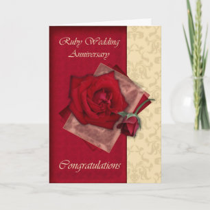 40e Jubileum Ruby Wedding felicitaties Kaart