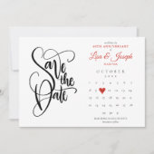 40e Jubileum Sla de datum-kalender-ruby hart op Save The Date (Voorkant)