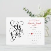 40e Jubileum Sla de datum-kalender-ruby hart op Save The Date (Staand voorkant)