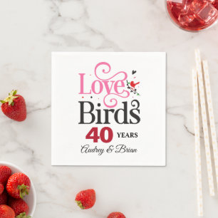 40e Jubileum Tortelduifjes Gepersonaliseerd Servet
