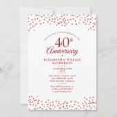 40e Jubileum van het huwelijk Ruby Hearts Confetti Kaart (Voorkant)