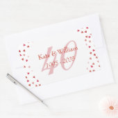 40e Jubileum van het huwelijk Ruby Hearts Confetti Rechthoekige Sticker (Envelop)