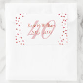 40e Jubileum van het huwelijk Ruby Hearts Confetti Rechthoekige Sticker (Tas)