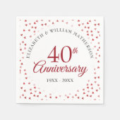 40e Jubileum van het huwelijk Ruby Hearts Confetti Servet (Voorkant)