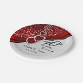 40e Jubileum van Ruby Red en White Papieren Bordje (Gekanteld)