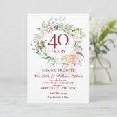 40e Jubileum Verander de Datum Rozen Garland Kaart (Staand voorkant)