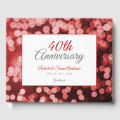 40e Jubileum voor bruiloft | Elegant Red Bokeh Gastenboek (Voorkant)