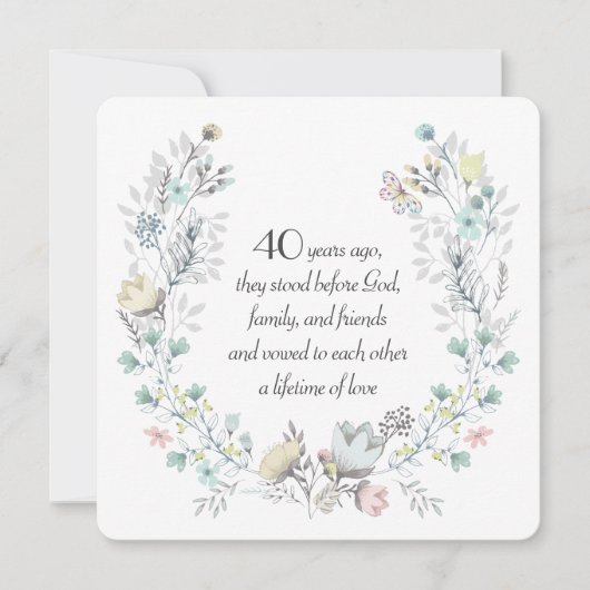 40e Jubileum Waterverf krans Kaart (Voorkant)