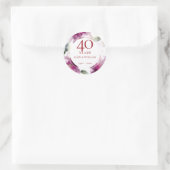 40e Jubileum Waterverf van het Ruby Wedding Floral Ronde Sticker (Tas)