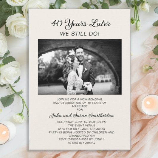 40e Jubileum Wedding Vow Vernieuwing Foto Kaart