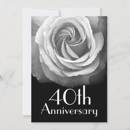 40e Jubileum Zilverwitte roze Kaart (Voorkant)