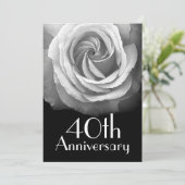 40e Jubileum Zilverwitte roze Kaart (Staand voorkant)