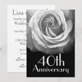 40e Jubileum Zilverwitte roze Kaart (Voorkant / Achterkant)
