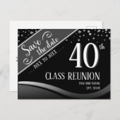 40e klas reünie Elegant zwart Aankondigingskaart (Voorkant / Achterkant)