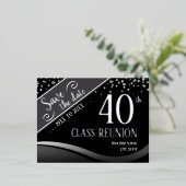 40e klas reünie Elegant zwart Folie Feestdagen Briefkaart (Staand Voorkant)