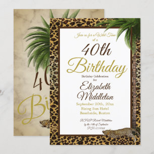 40e luipaard printpalm Wild Birthday Kaart