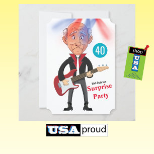 40e Mannen Rockstar 🎸 Funky Verjaardagsgitaar Kaart