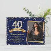 40e marinedag Blue Gold Glitter Kaart (Staand voorkant)