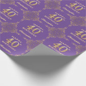40e Paars- en goudglitter-Lijst op jaardag Cadeaupapier (Hoek)