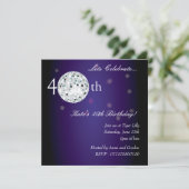 40e Paarse uitnodiging van Disco Ball Party (Staand voorkant)
