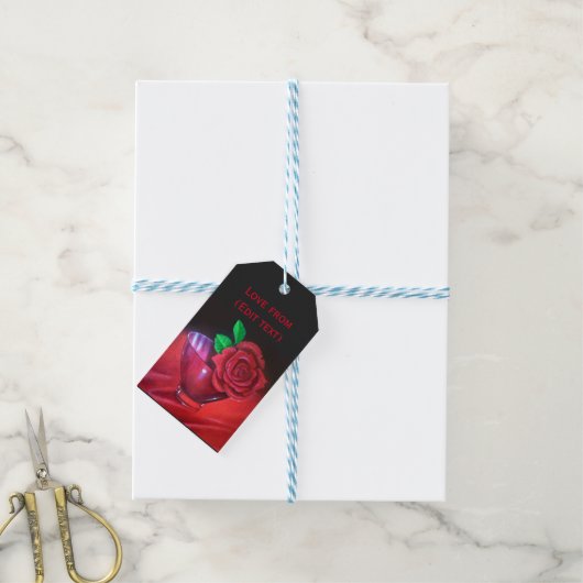40e robijnen bruiloft jubileum rode roos cadeaulabel (Met Touw)