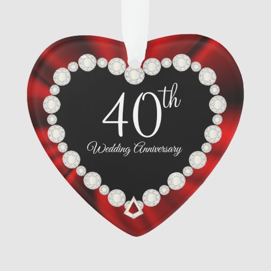 40e Robijnen Huwelijksjubileum Aandenken Ontwerp Ornament (voorkant)