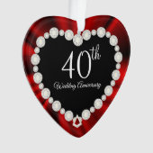 40e Robijnen Huwelijksjubileum Aandenken Ontwerp Ornament (voorkant)