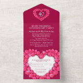 40e robijnen huwelijksjubileum geen enveloppe hart all in one uitnodiging (Binnen)