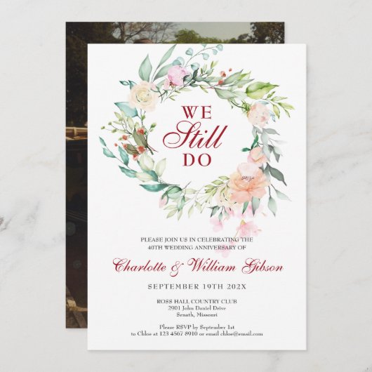 40e rubijnen huwelijksjubileum Vernieuwing van gel Kaart (Voorkant / Achterkant)