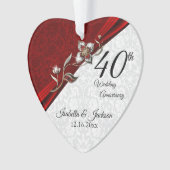 40e Ruby Bloemige Huwelijksjubileum 💞 Aandenken Ornament (voorkant)
