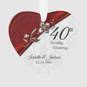 40e Ruby Bloemige Huwelijksjubileum 💞 Aandenken Ornament (voorkant)