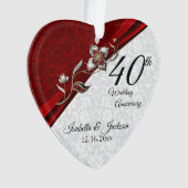 40e Ruby Bloemige Huwelijksjubileum 💞 Aandenken Ornament (voorkant)