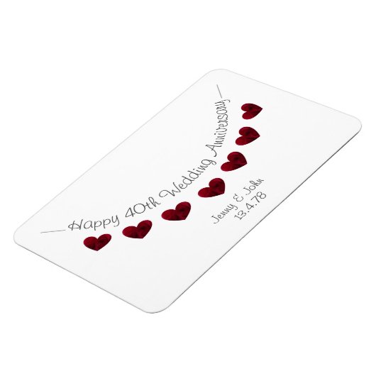 40e ruby bruiloft hartslag magneet (Linkerzijde)