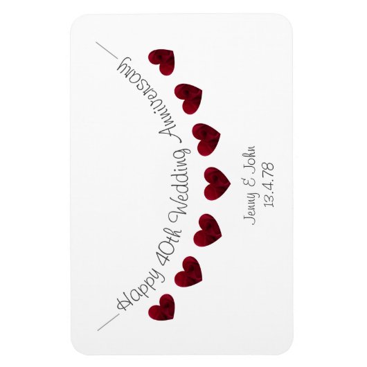 40e ruby bruiloft hartslag magneet (Verticaal)