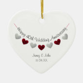 40e ruby bruiloft hartversiering keramisch ornament (Voorkant)