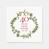40e Ruby Bruiloft Jubileum Modern groen Servet (Voorkant)