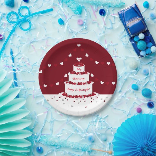 40e Ruby bruiloft jubileum taart en Bunting Papieren Bordje (Feest)