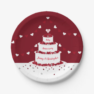 40e Ruby bruiloft jubileum taart en Bunting Papieren Bordje