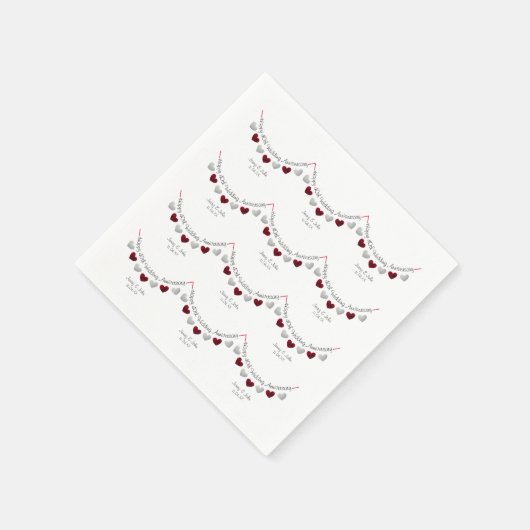 40e Ruby Bruiloft Jubileum zilver & rode servetten (Hoek)