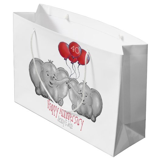 40e ruby bruiloft olifant groot cadeauzakje (Achterkant Gekanteld)