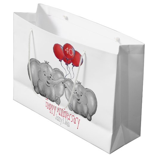 40e ruby bruiloft olifant groot cadeauzakje (Voorkant Gekanteld)