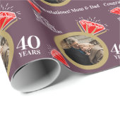 40e ruby bruiloft ring ring ring foto aangepast cadeaupapier (Rol Hoek)