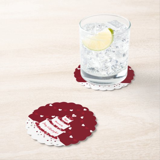 40e ruby bruiloft taart design kartonnen onderzetters (Insitu)