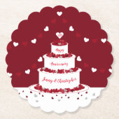 40e ruby bruiloft taart design kartonnen onderzetters (Voorkant)